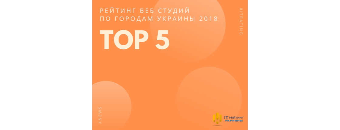 ТОП 5: ОПУБЛИКОВАН РЕЙТИНГ ВЕБ СТУДИЙ ПО ГОРОДАМ УКРАИНЫ 2018