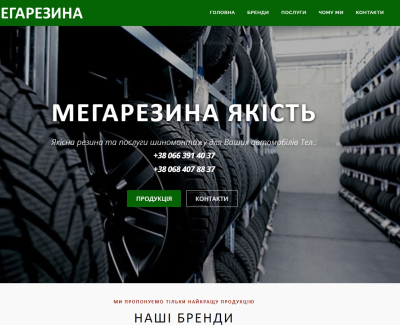 Лендінг салону «Мегарезина»