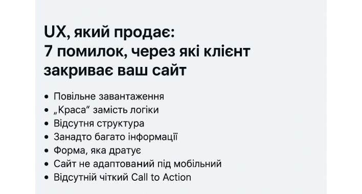 UX, який продає: 7 помилок, через які клієнт закриває ваш сайт