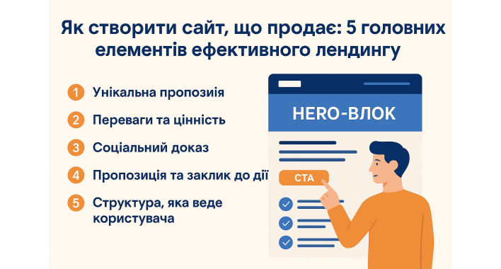 Як створити сайт, що продає: 5 головних елементів ефективного лендингу
