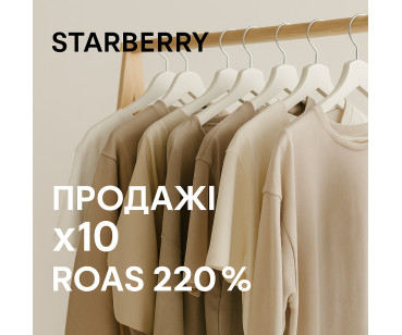 Магазин одягу STARBERRY: x10 продажів, ROAS 2.2x через Google Ads