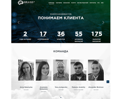 Сайт рекрутингового агентства BRAINS UA