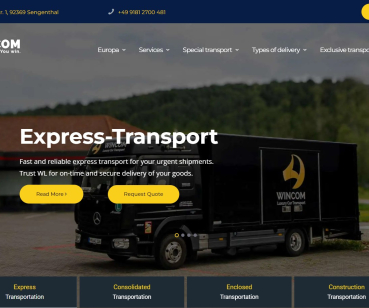 Розробка сайту для вантажоперевезень по Європі Wincom Logistik