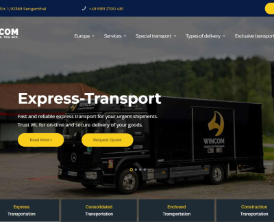 Розробка сайту для вантажоперевезень по Європі Wincom Logistik